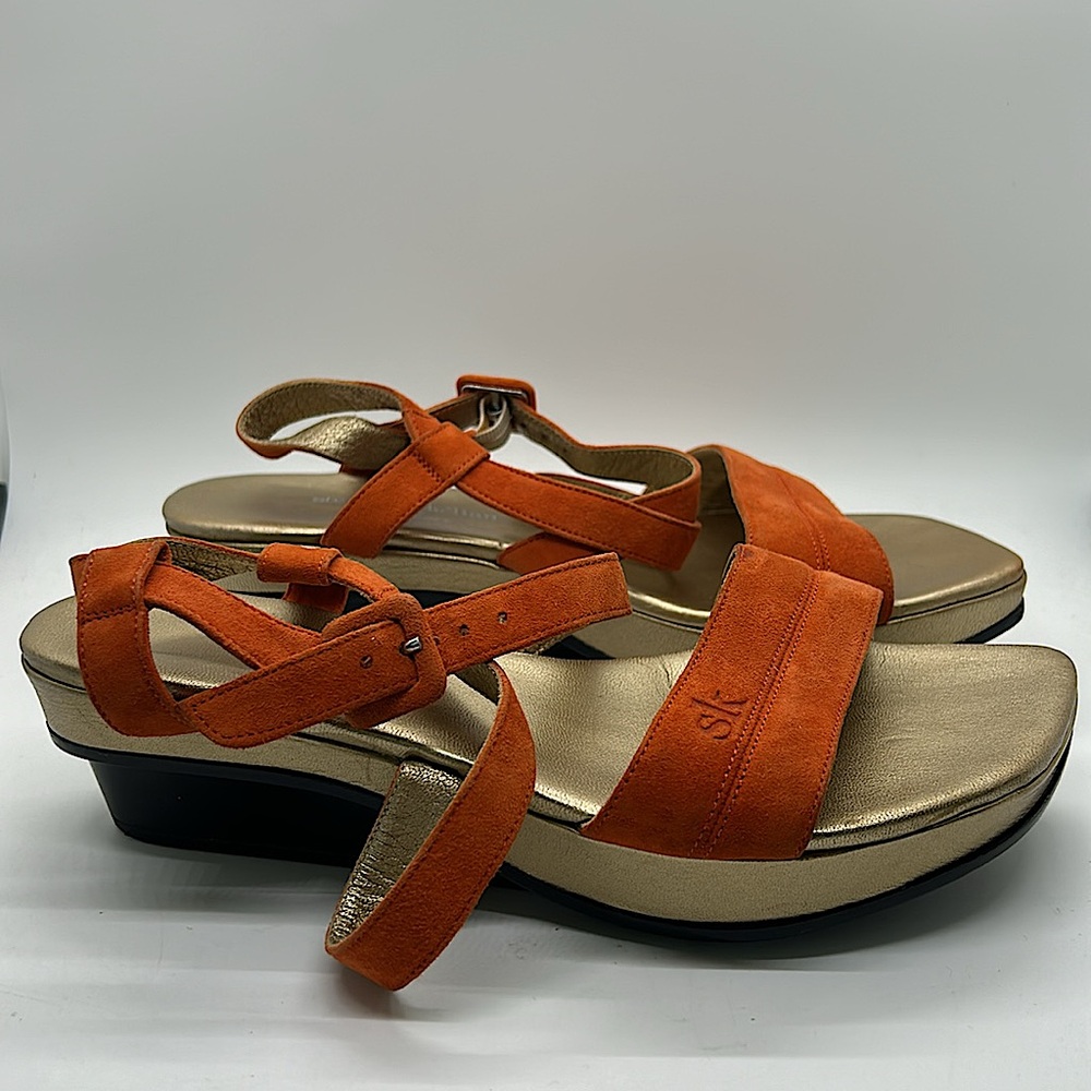 Stephane Ke’lian Burnt Orange Suede Wedge Platform Sandals Shoes **Sz 5.5**🌺🌺 - Picture 4 of 9